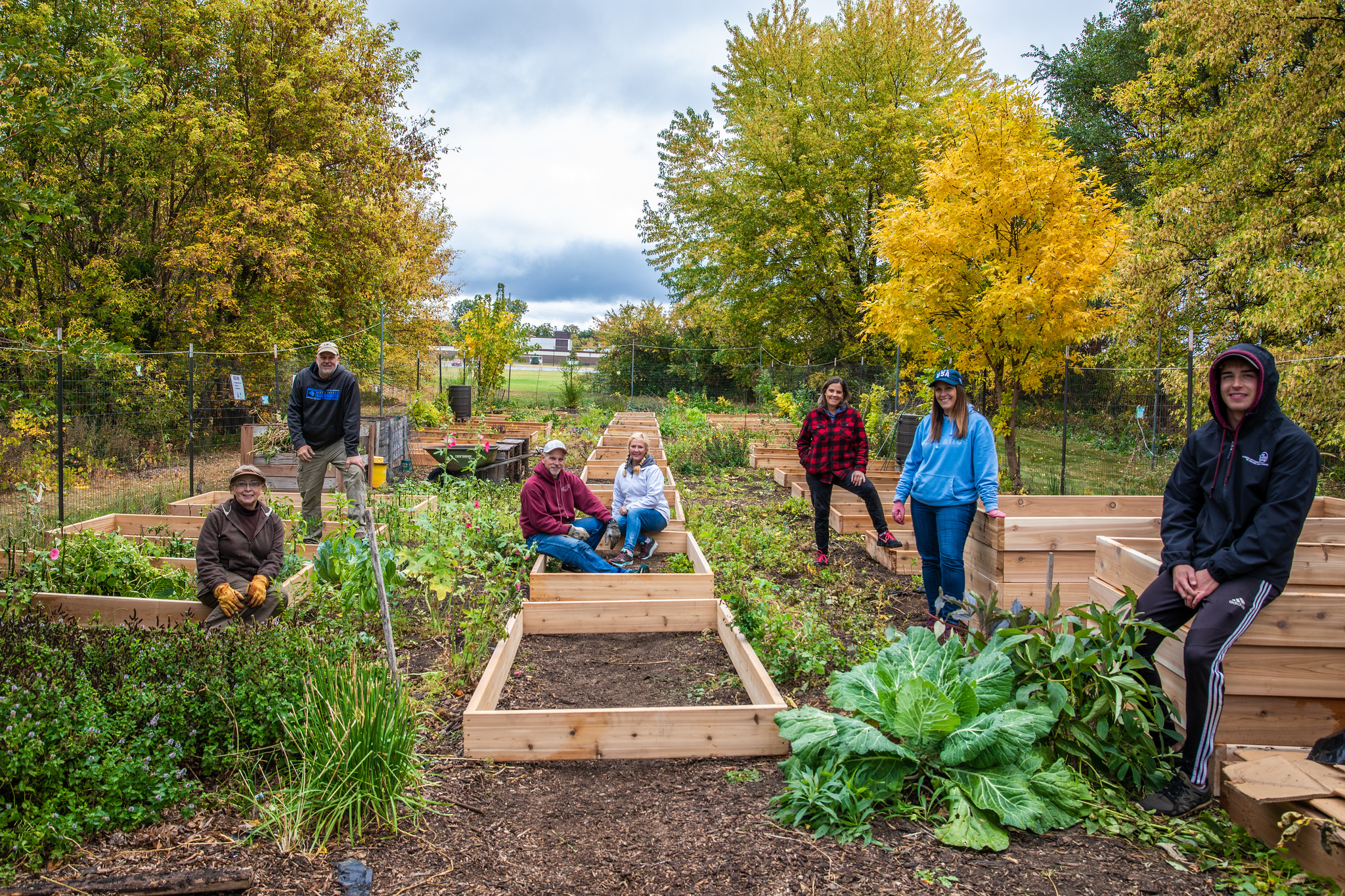 People tending a food-bank garden
