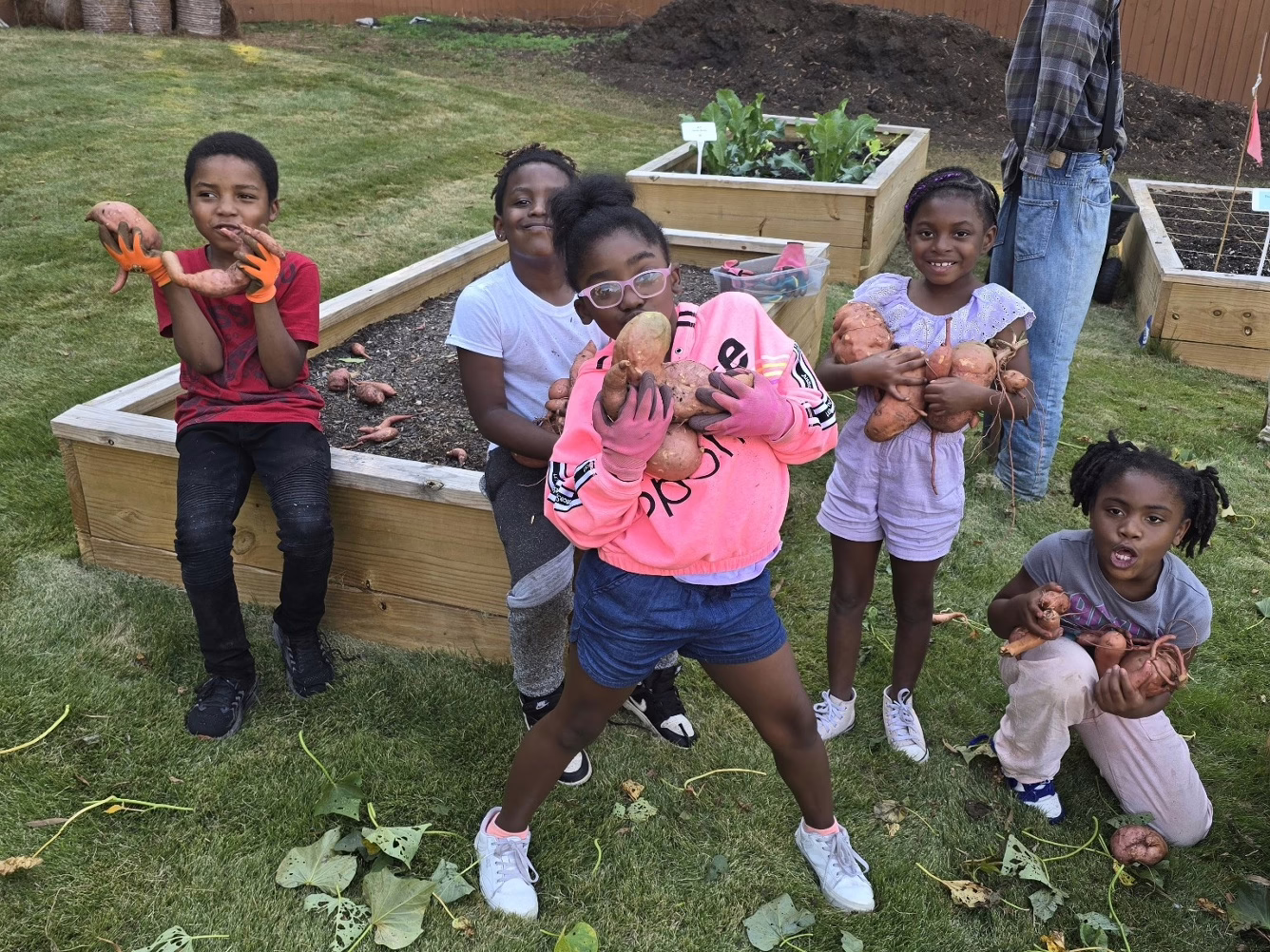 Children learning in a school garden